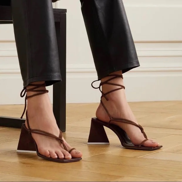 Attico Mona Brown Suede Block Heel - Size 37.5